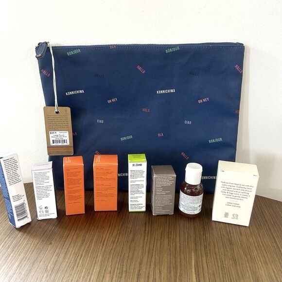 Premium High End Beauty SKINCARE Mixed Lot Travel Sz & Marine Layer Large Pouch - Picture 3 of 10